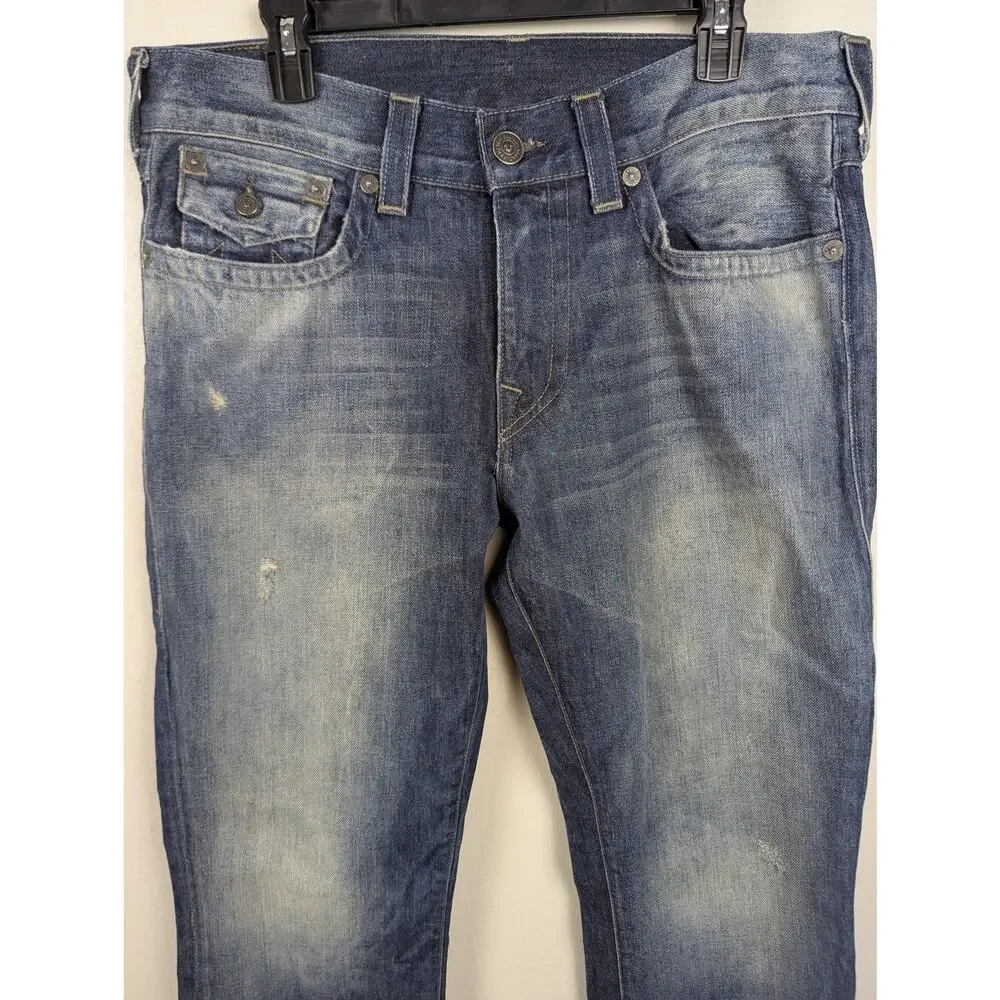 True Religion Ricky Relaxed Straight Blue Jeans‎ 36x34